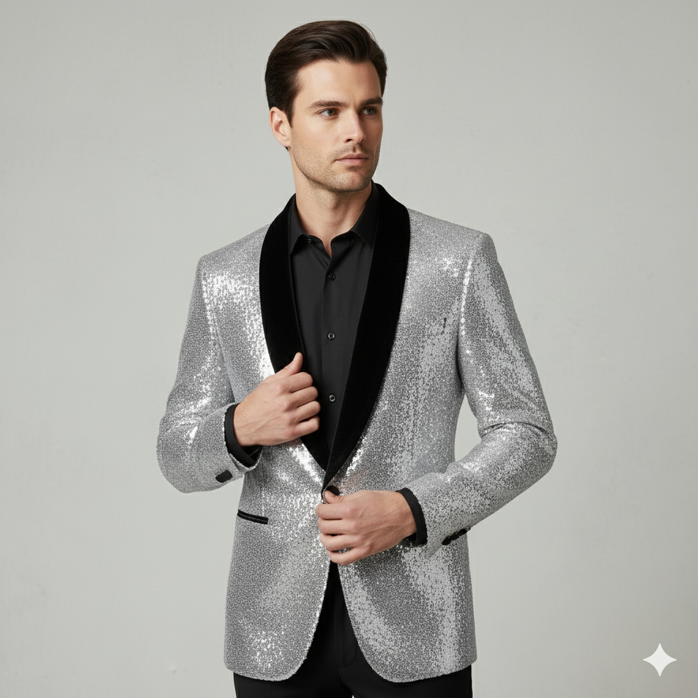 Herren Sakko mit Pailletten | Festlich & Elegant | Slim Fit