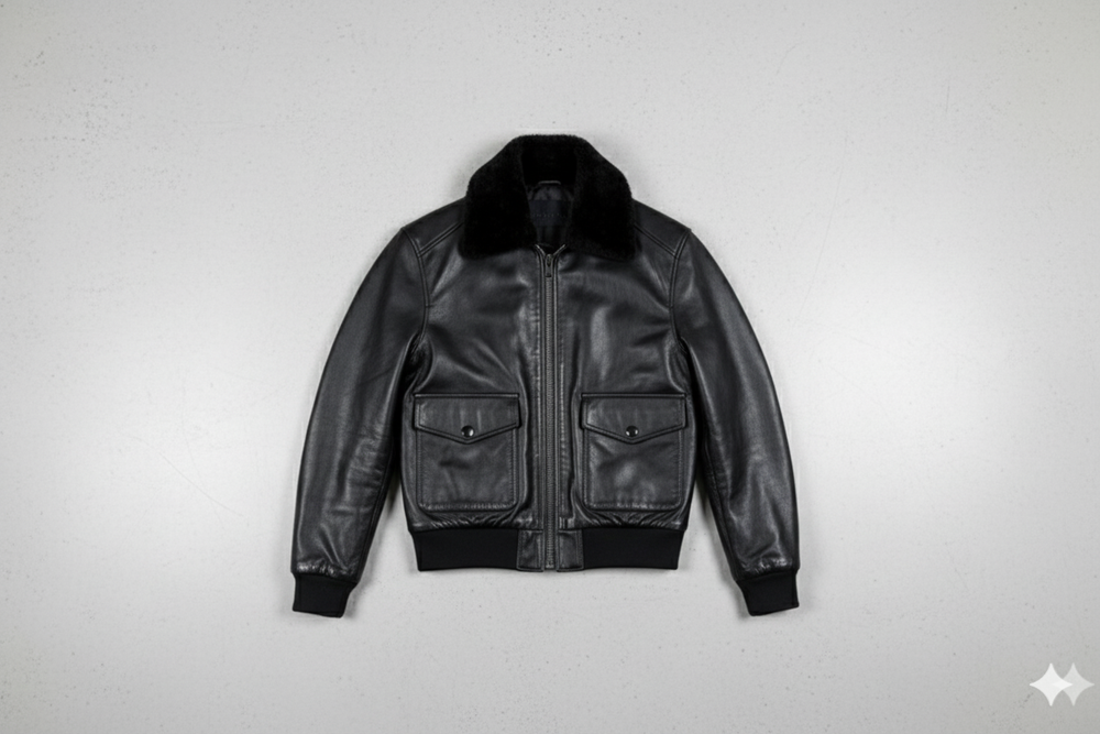 Herren Lederjacke im Retro Air Force Stil | Warm mit Fellkragen