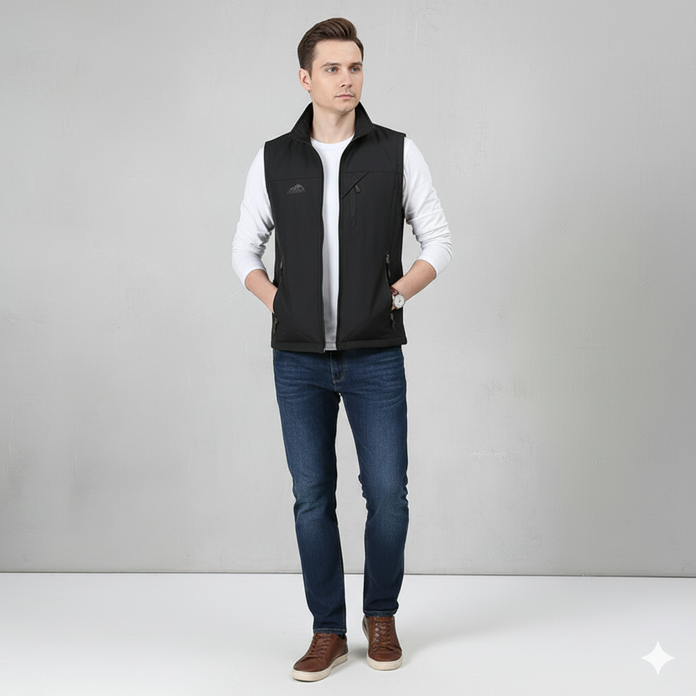 Herren Freizeitweste mit Reißverschluss | Leicht & Atmungsaktiv | Herbst