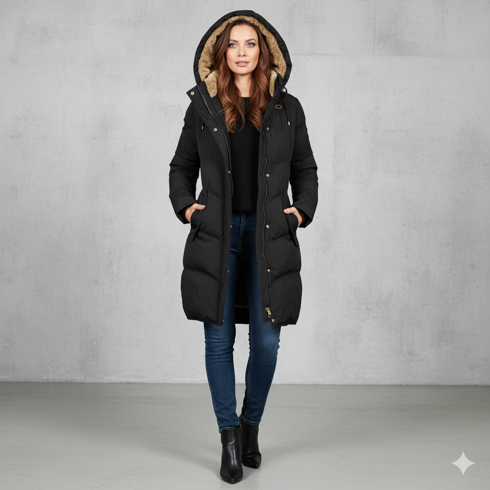Damen Puffermantel mit Kapuze