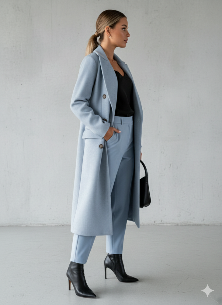 Damen Mantel mit Reverskragen | Doppelreihig & Elegant | Herbst/Winter