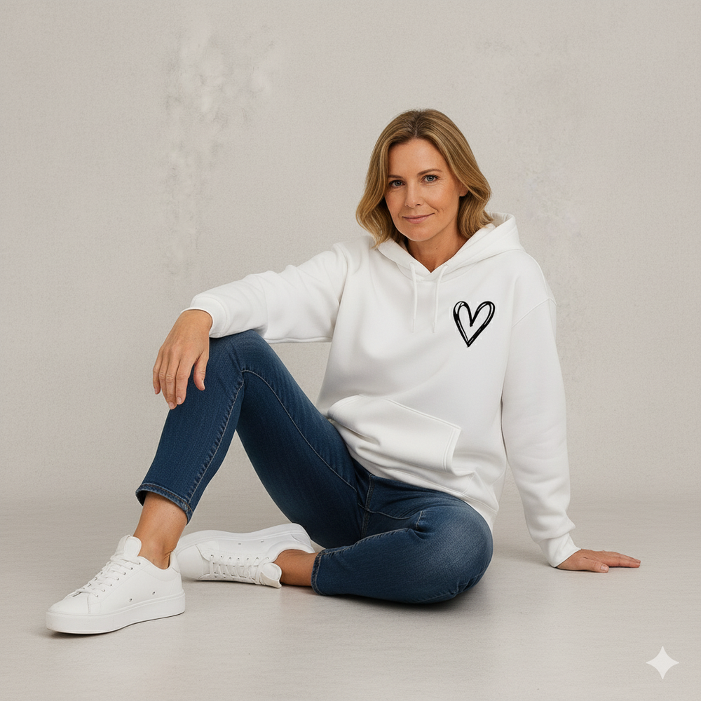 Damen Hoodie mit Herz Print | Lässig & Bequem