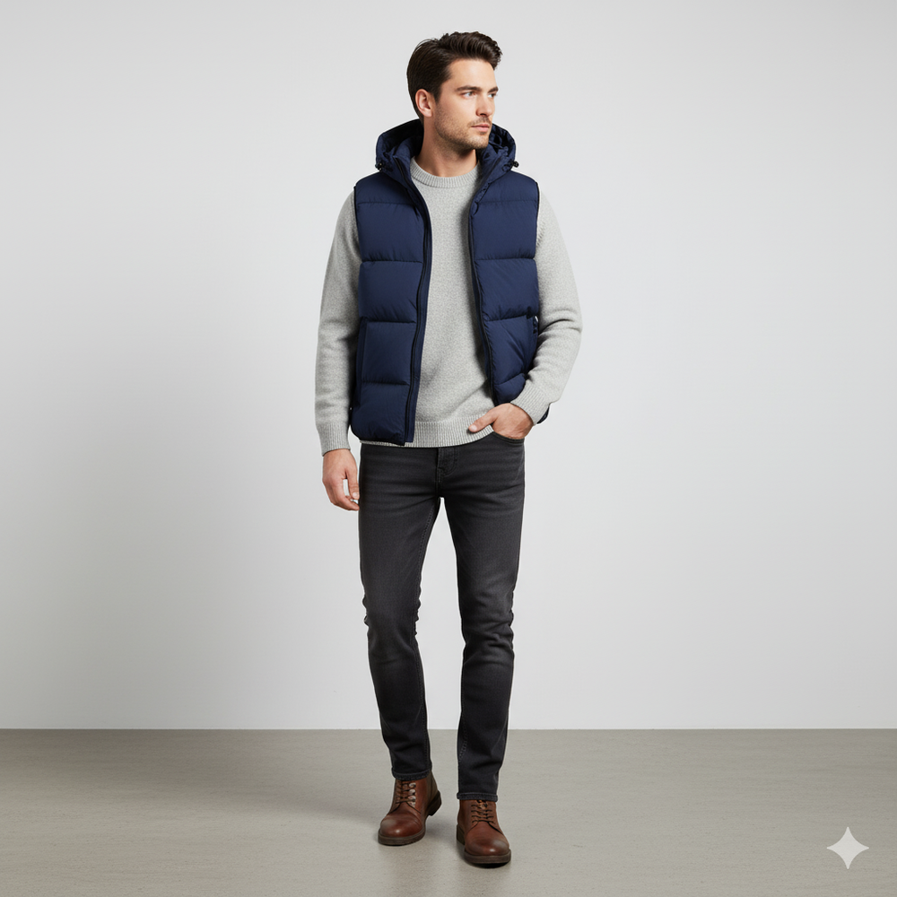 Herren Steppweste mit Kapuze | Warm & Bequem | Herbst/Winter