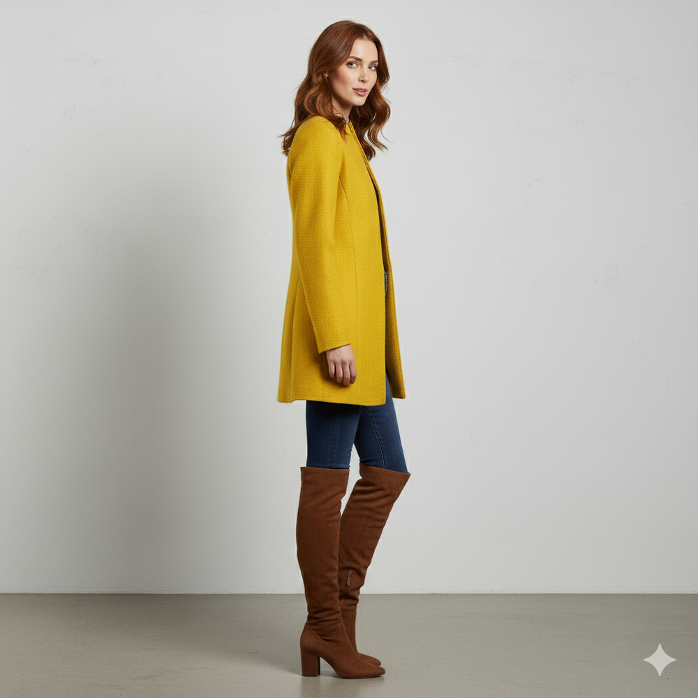 Damen Wollmantel mit Stehkragen | Schmaler Schnitt & Elegant | Herbst/Winter