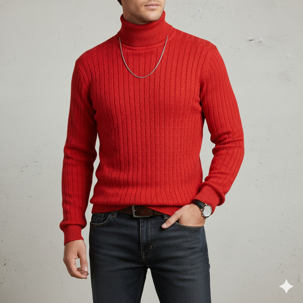 Feiner Herren Strickpullover mit Rollkragen