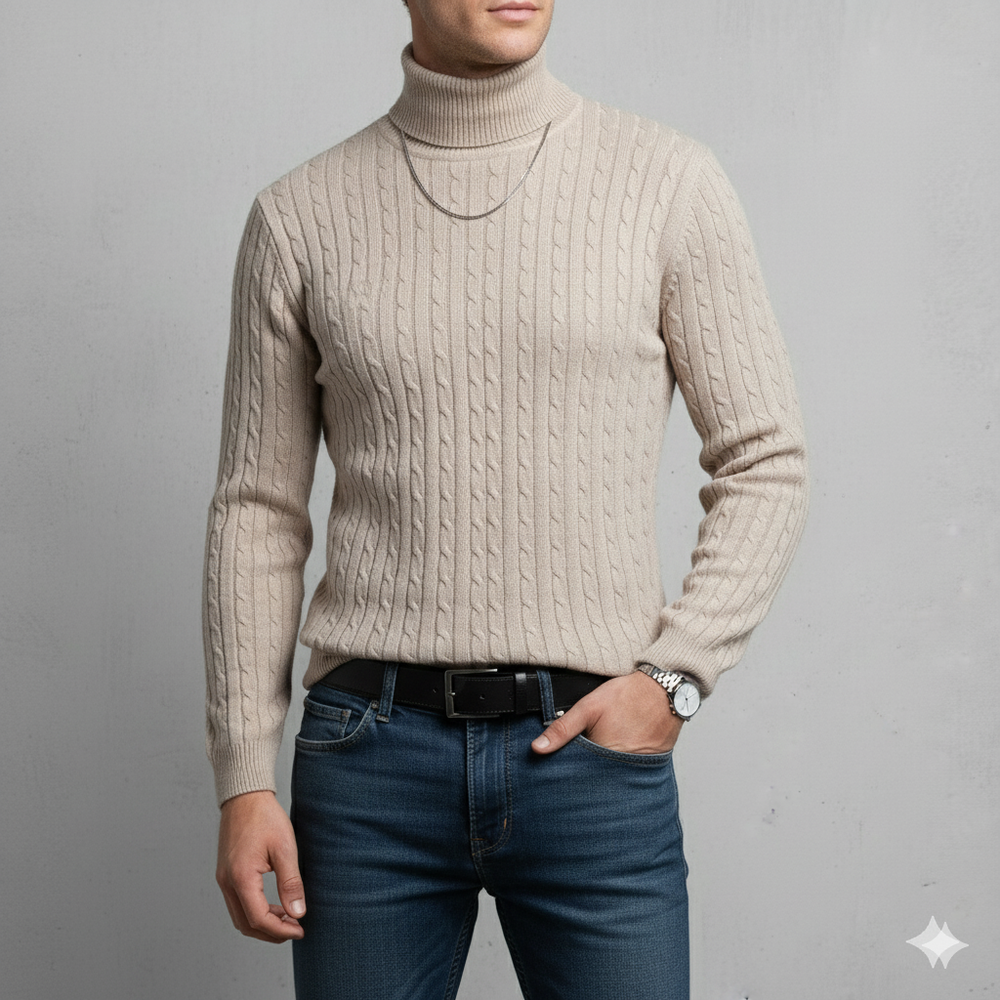Herren Strickpullover mit Rollkragen | Slim Fit | Winter