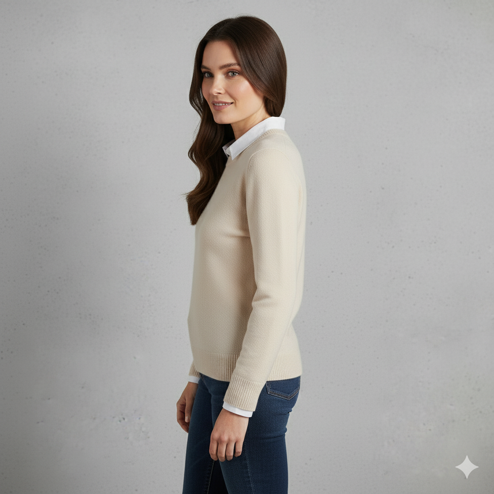 Kuscheliger Damen Strickpullover mit Rundhalsausschnitt | Winter | Elegant