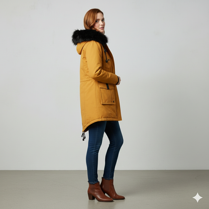 Damen Winterjacke mit Fellkapuze | Warm & Gefüttert