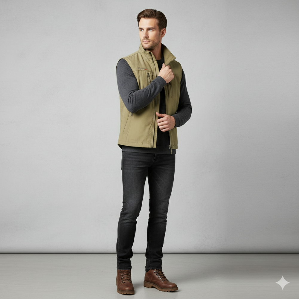 Herren Outdoor Weste mit Taschen | Leicht & Atmungsaktiv | Übergang
