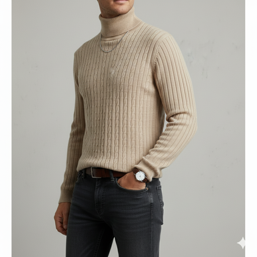 Feiner Herren Strickpullover mit Rollkragen