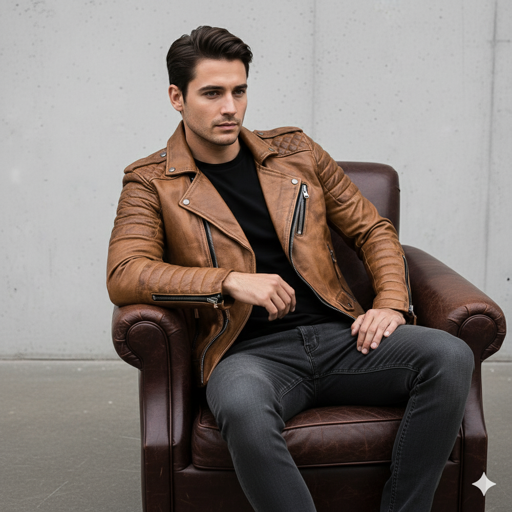 Herren Bikerjacke aus Veganleder | Modern & Casual