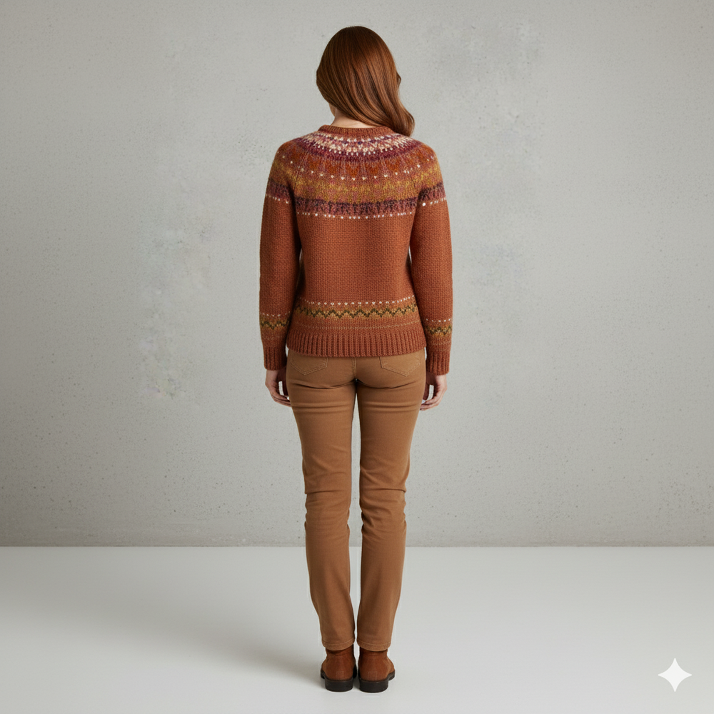 Damen Strickpullover mit Rundhals | Winter | Norweger-Muster