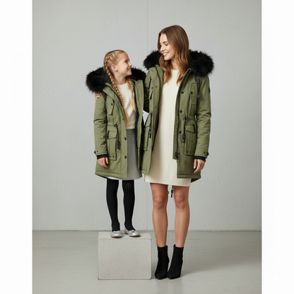 Damen Winterjacke mit Fellkapuze | Warm & Gefüttert