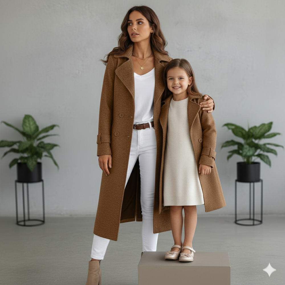 Damen Wollmantel mit Reverskragen | Elegant & Mittellang | Herbst/Winter