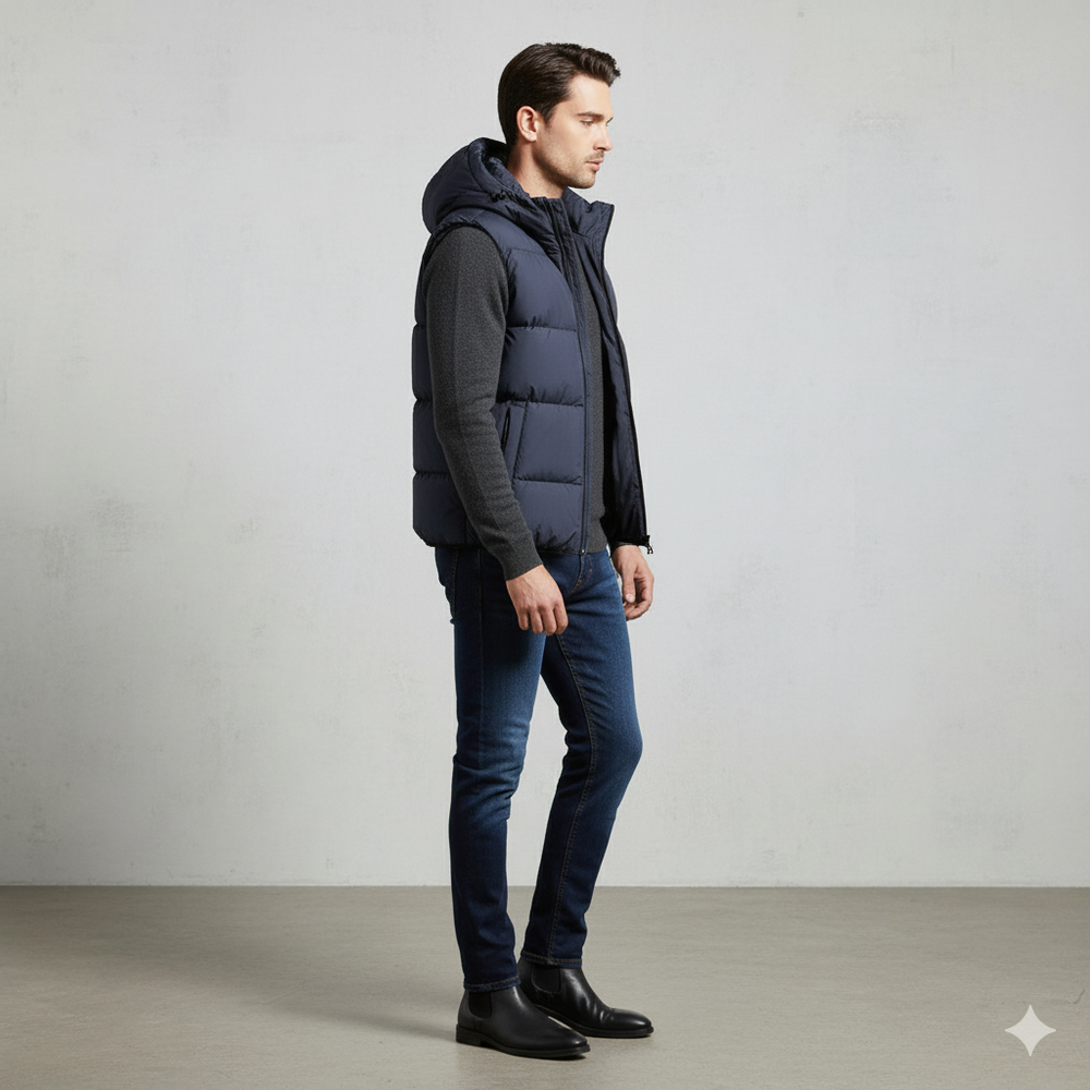 Herren Steppweste mit Kapuze | Warm & Bequem | Herbst/Winter