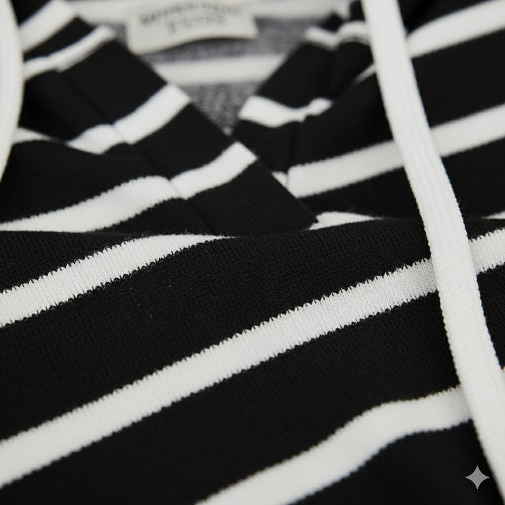 Gestreifter Damen Hoodie mit V Ausschnitt