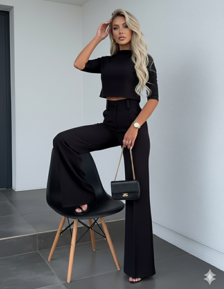 Kurzes Oberteil & High Waist Hose | Weit & Elegant
