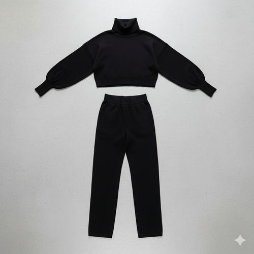 Damen Rollkragen Set mit Langarm | Lässig & Bequem | Winter