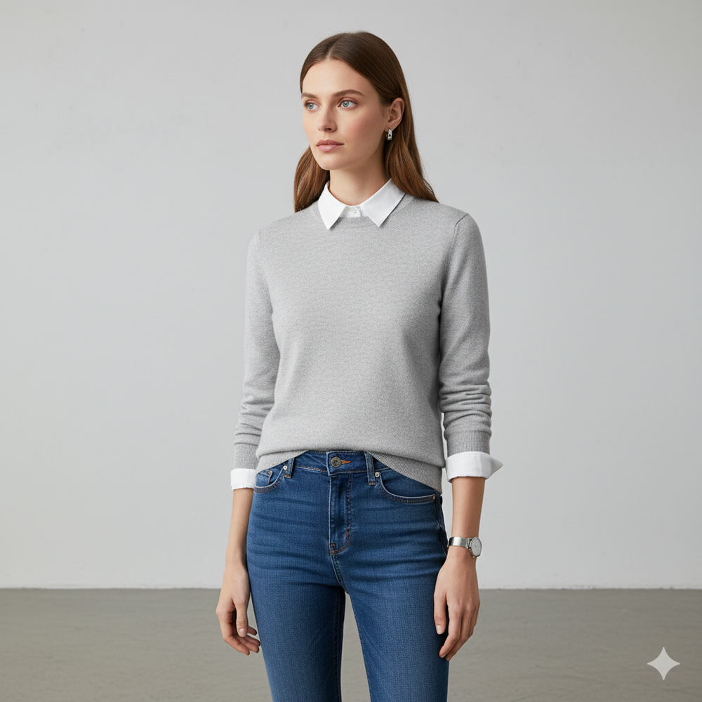 Kuscheliger Damen Strickpullover mit Rundhalsausschnitt | Winter | Elegant