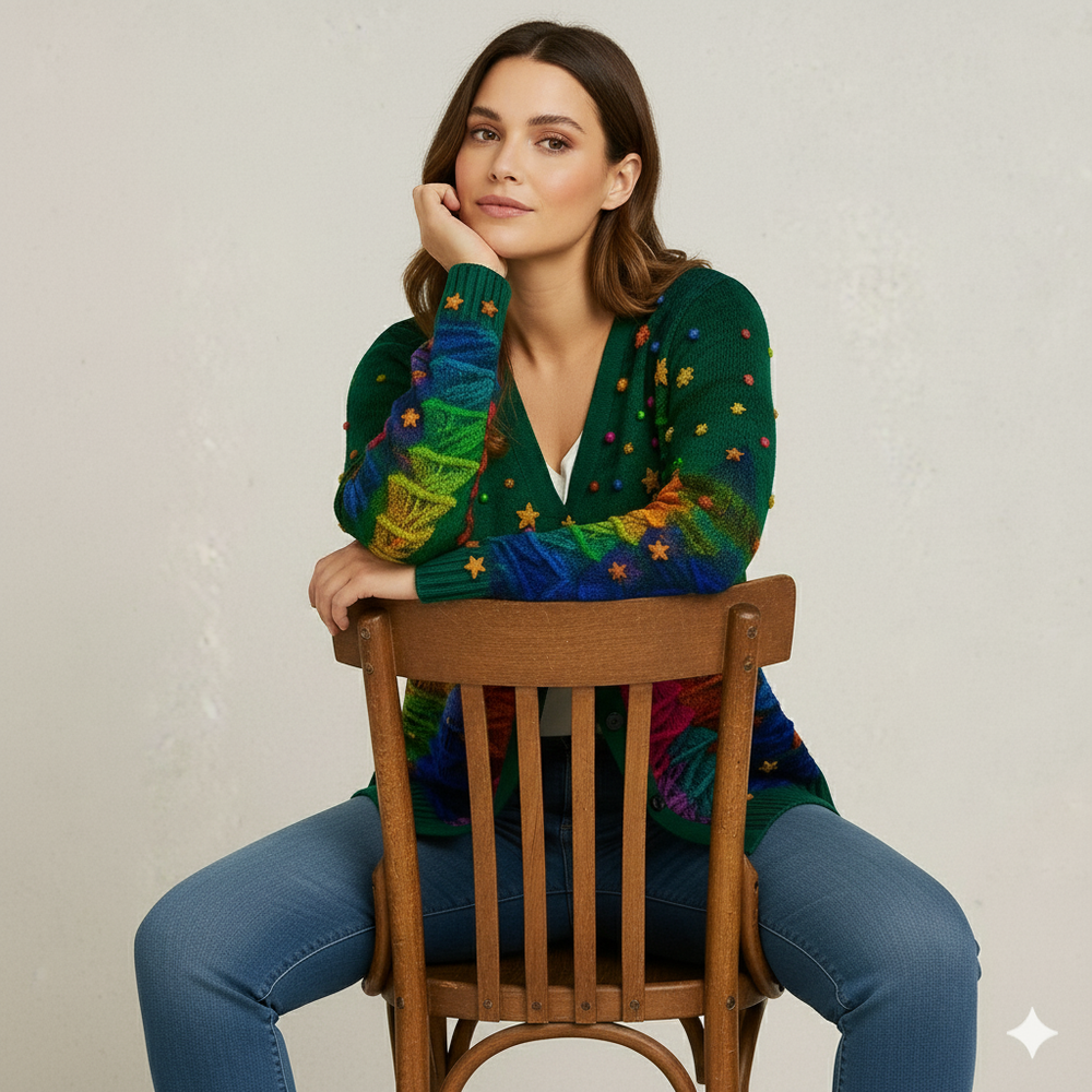 Damen Strickjacke mit abstraktem Print | Herbst/Winter | Stylisch