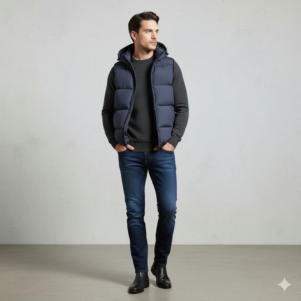Herren Steppweste mit Kapuze | Warm & Bequem | Herbst/Winter