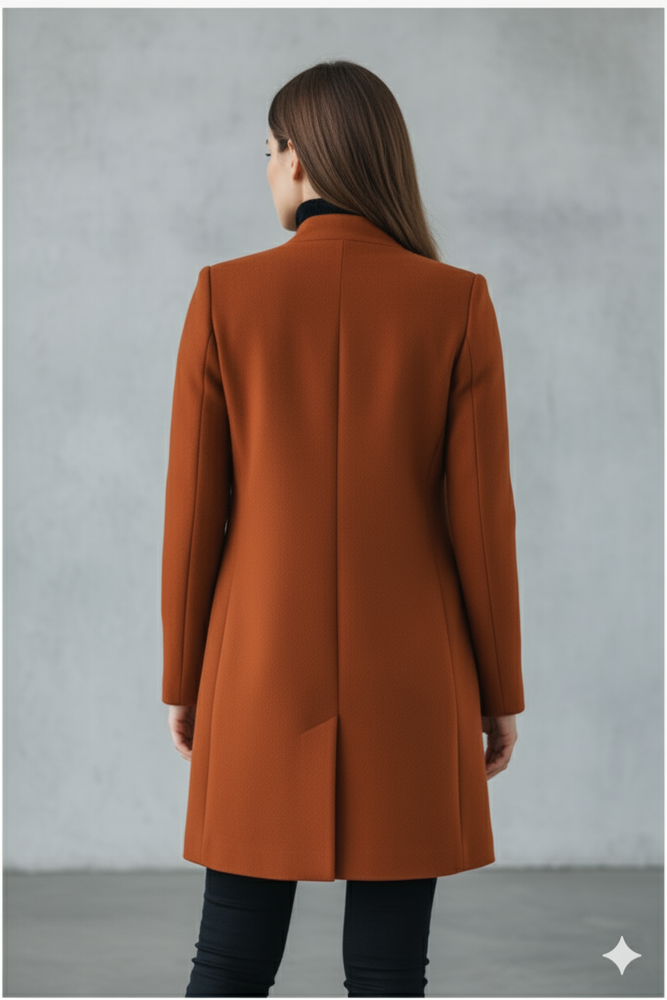 Damen Wollmantel mit Stehkragen | Schmaler Schnitt & Elegant | Herbst/Winter