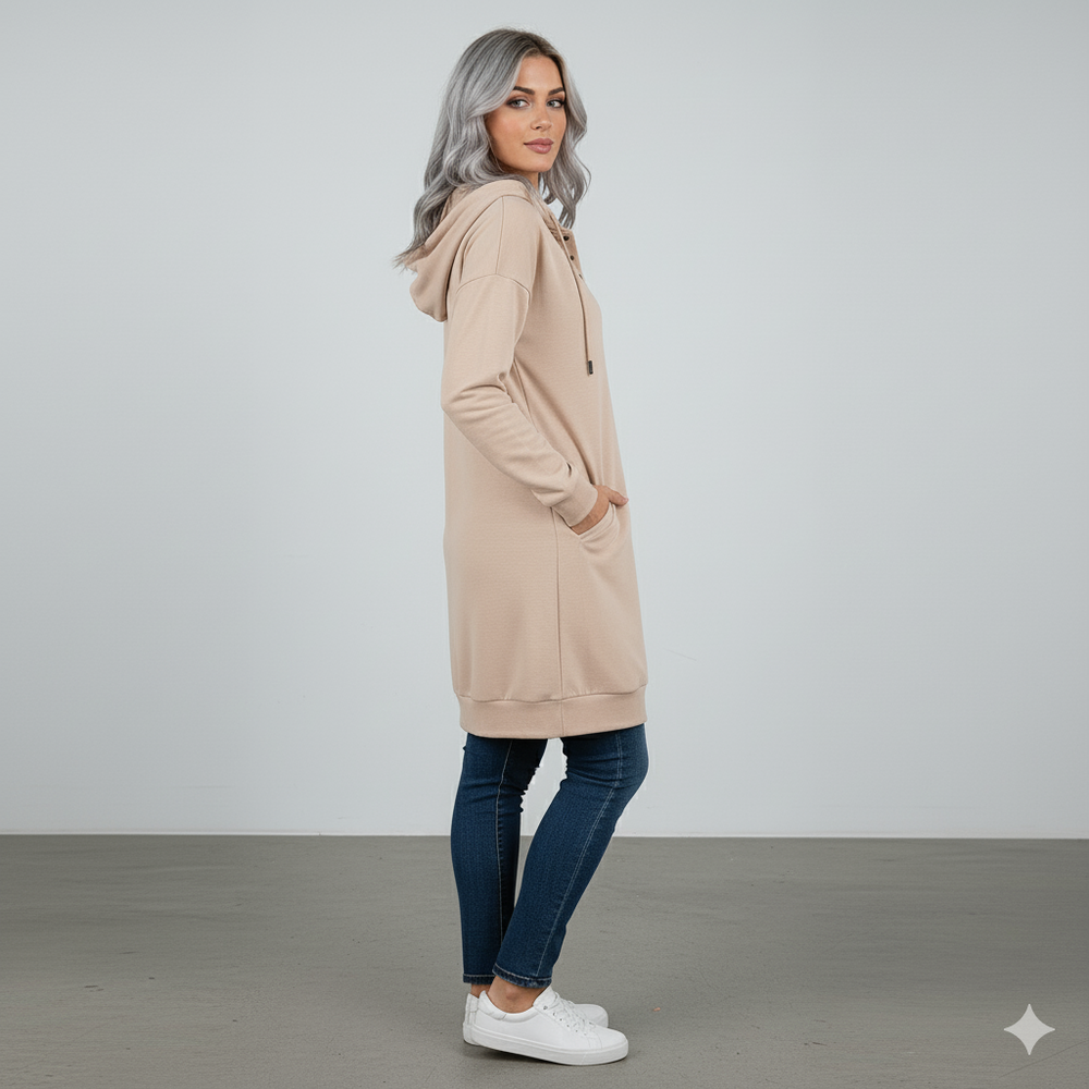Lässiges Damen Hoodie mit Knopfleist