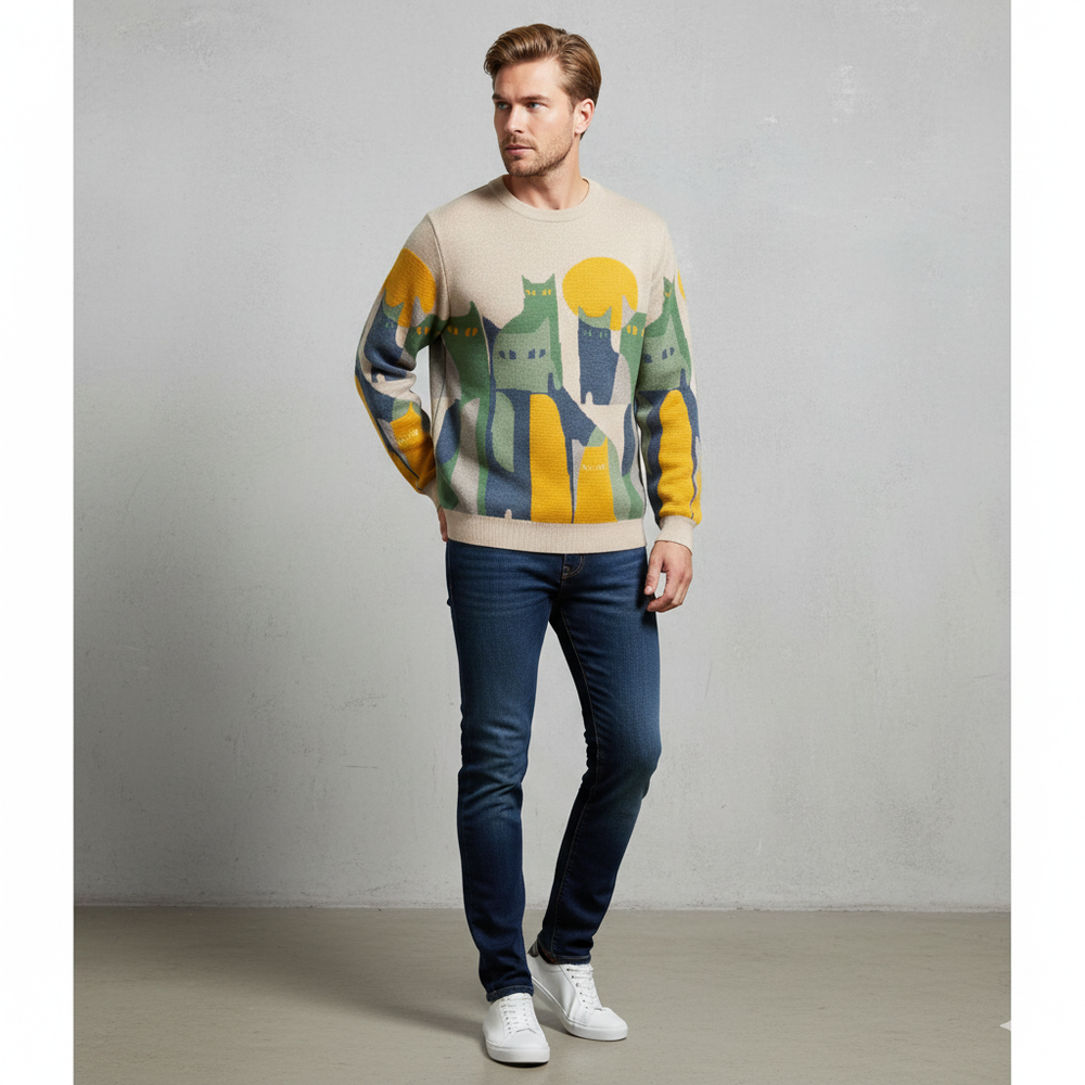 Moderner Herrenpullover mit Print | Lässig & Stylisch | Herbst/Winter