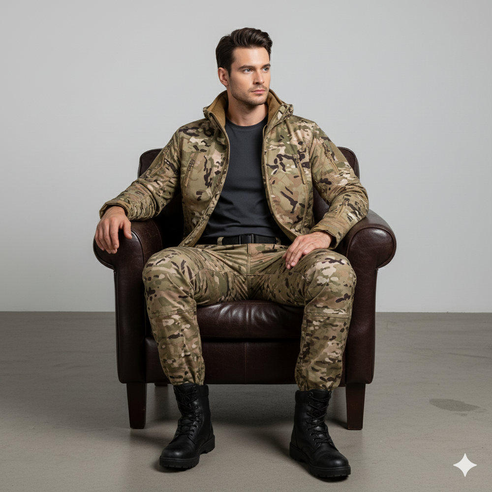 Herren Outdoor Taktikanzug mit Kapuze | Wasserabweisend & Winter