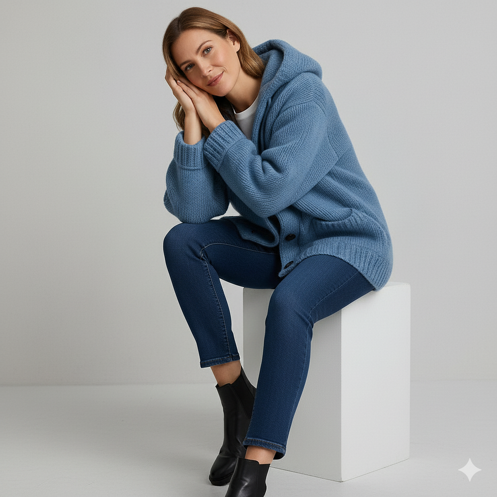 Kuscheliger Damen Strickjacke mit Kapuze | Warm für Herbst/Winter