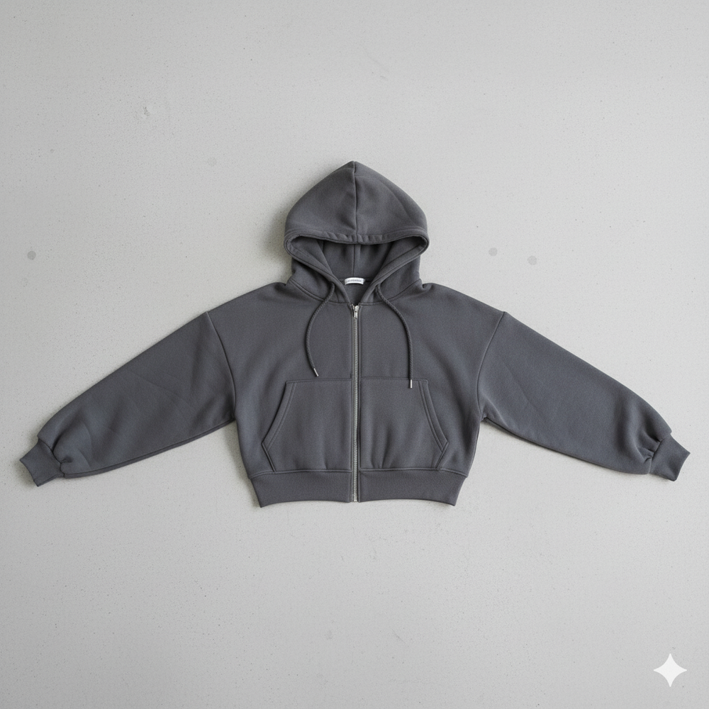 Kurz geschnittener Damen Hoodie mit Reißverschluss