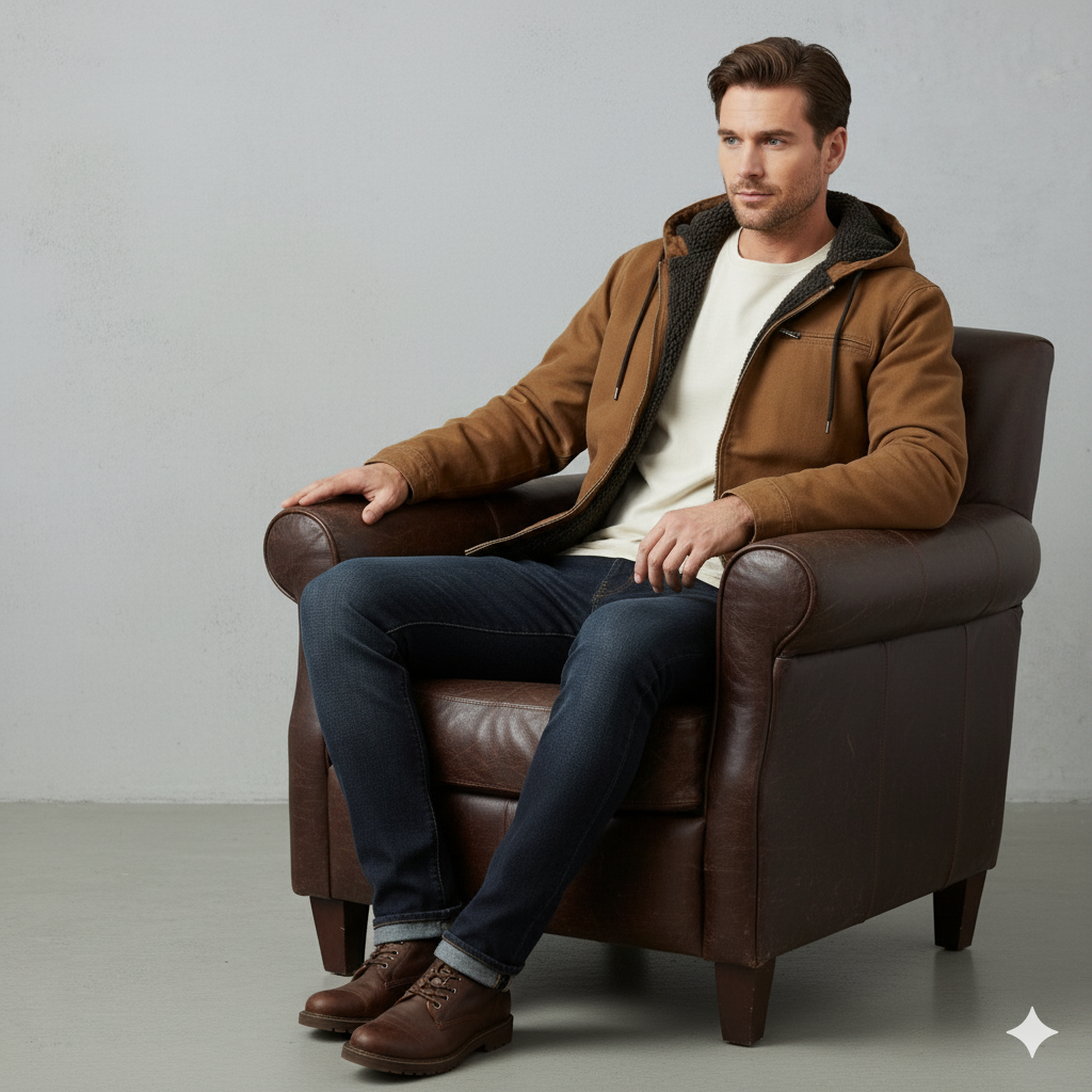 Warme Herren Kapuzenjacke mit Fleecefutter | Herbst Winter