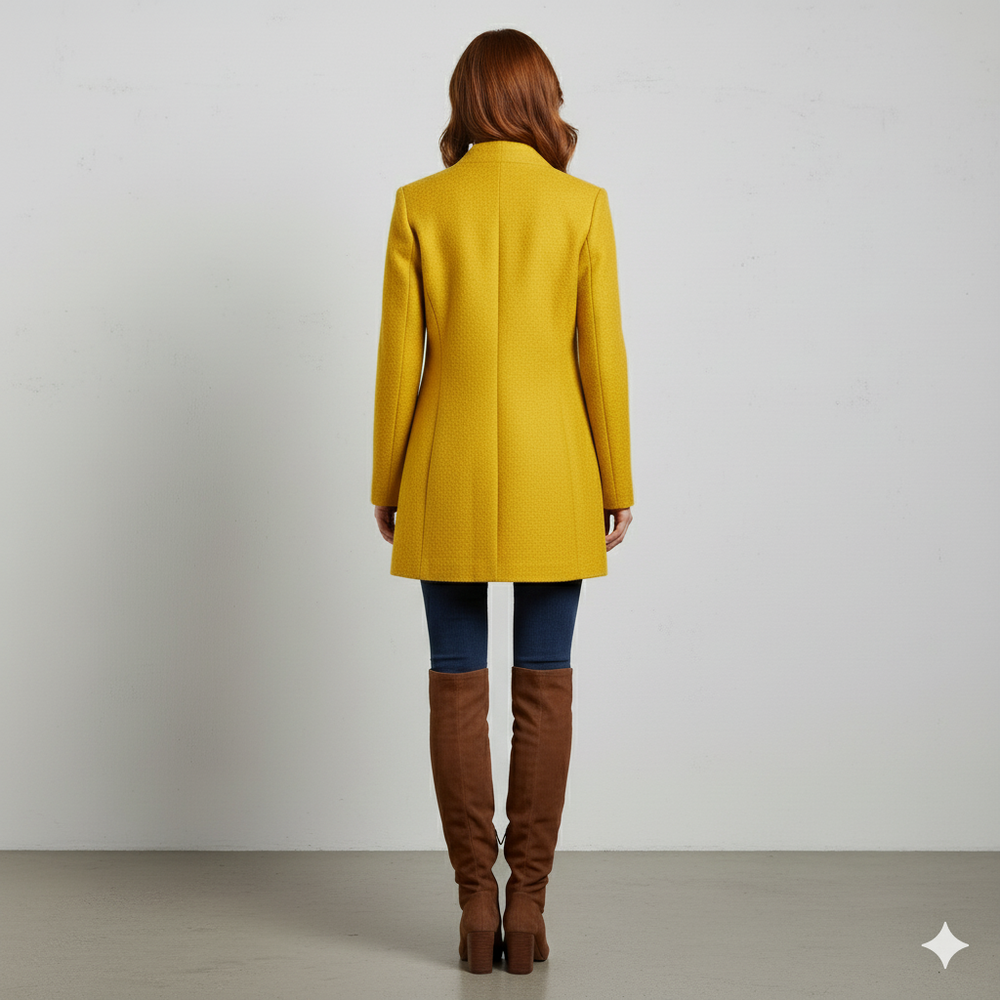 Damen Wollmantel mit Stehkragen | Schmaler Schnitt & Elegant | Herbst/Winter