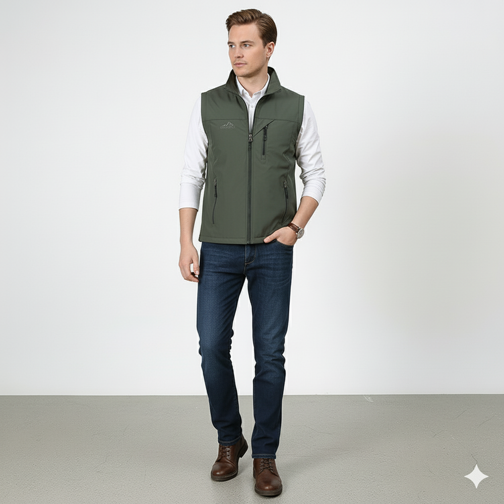 Herren Freizeitweste mit Reißverschluss | Leicht & Atmungsaktiv | Herbst