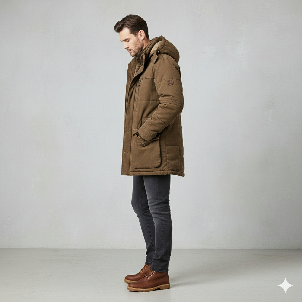 Warmer Herren Wintermantel mit Kapuze | Dick & Funktional