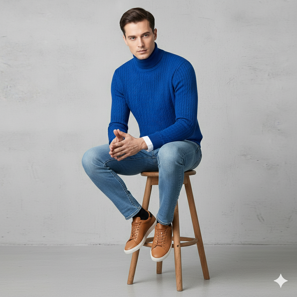 Feiner Herren Strickpullover mit Rollkragen