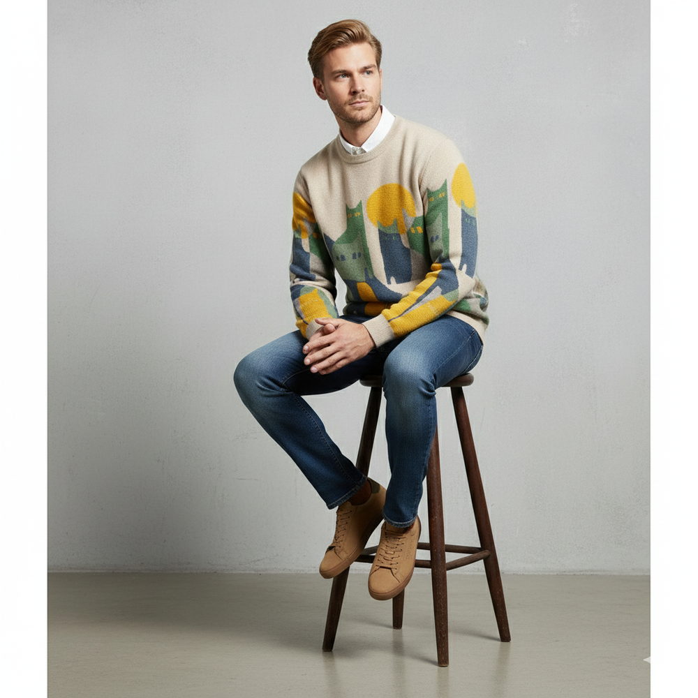 Moderner Herrenpullover mit Print | Lässig & Stylisch | Herbst/Winter