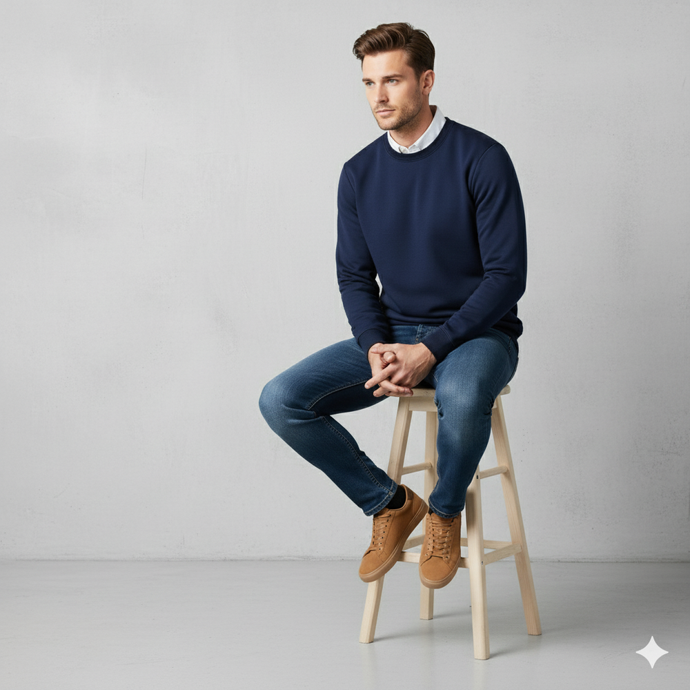 Herren Sweatshirt mit Rundhalsausschnitt