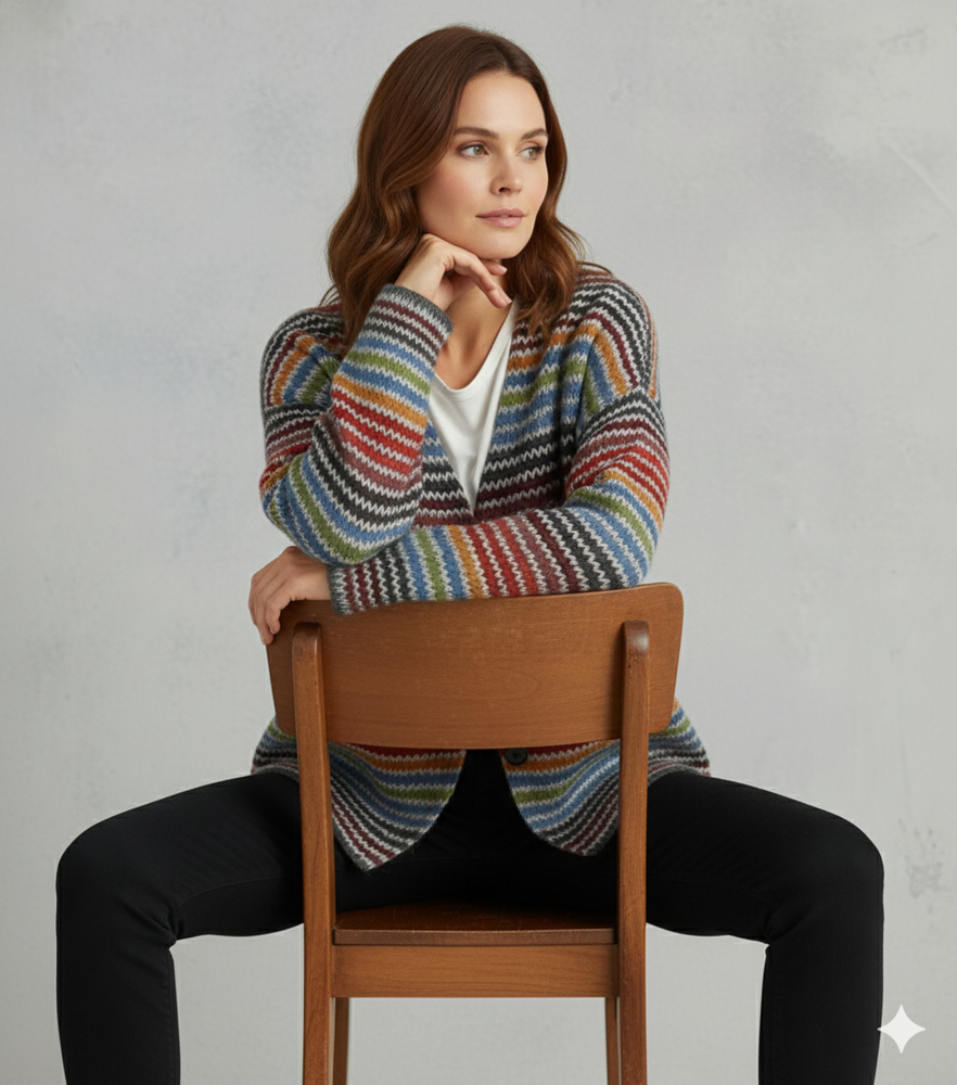 Damen Strickjacke mit abstraktem Print | Herbst/Winter | Stylisch