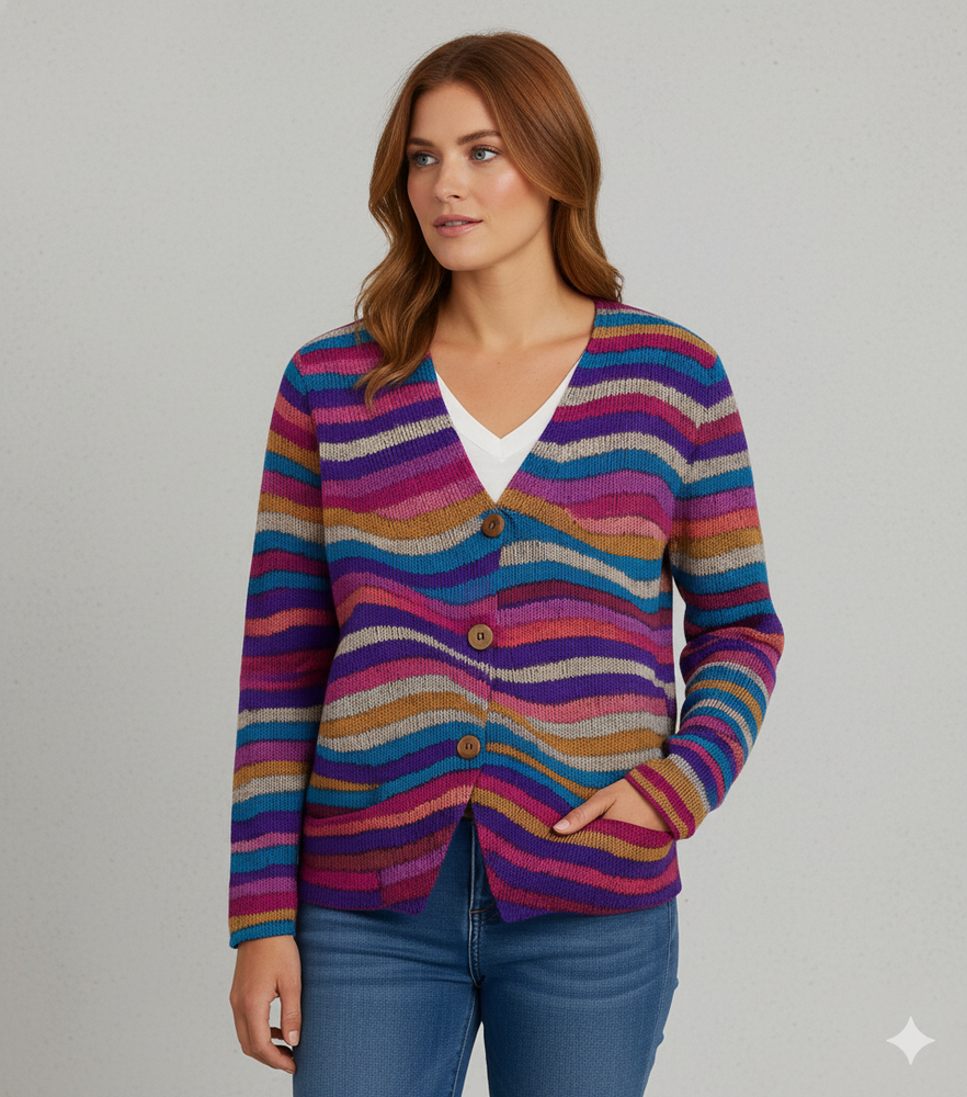 Damen Strickjacke mit abstraktem Print | Herbst/Winter | Stylisch