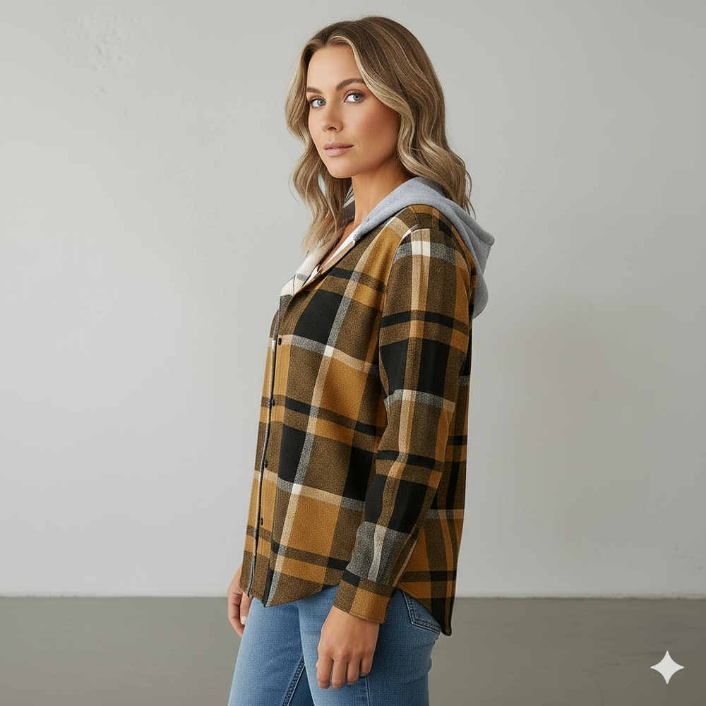 Gemusterte Damen Wolljacke mit Kapuze | Herbst & Winter | Lässig