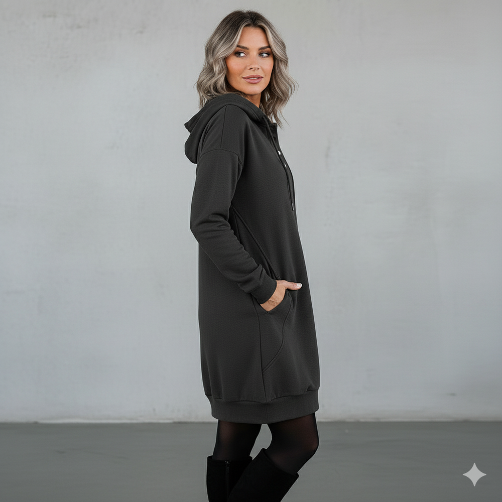 Lässiges Damen Hoodie mit Knopfleist