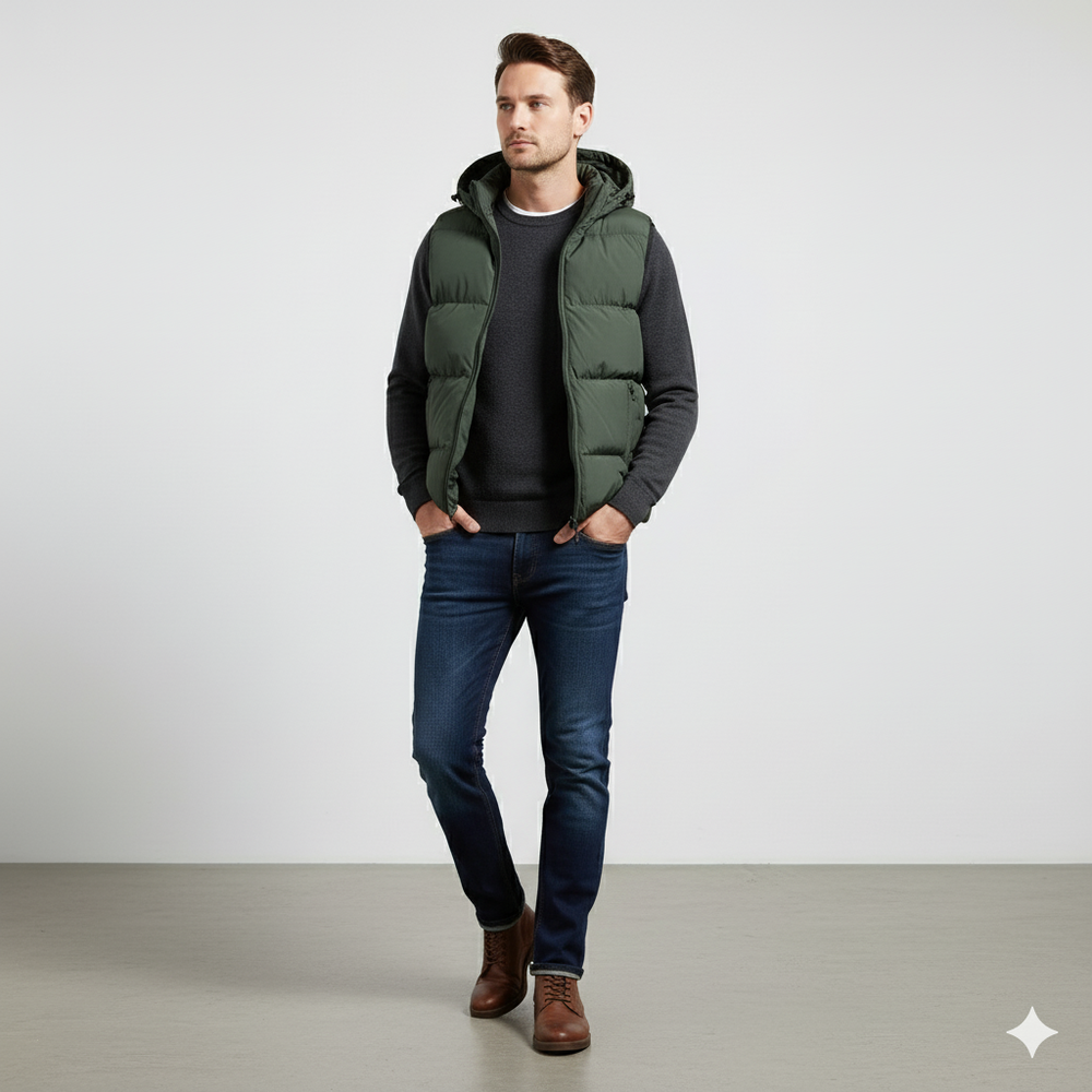 Herren Steppweste mit Kapuze | Warm & Bequem | Herbst/Winter