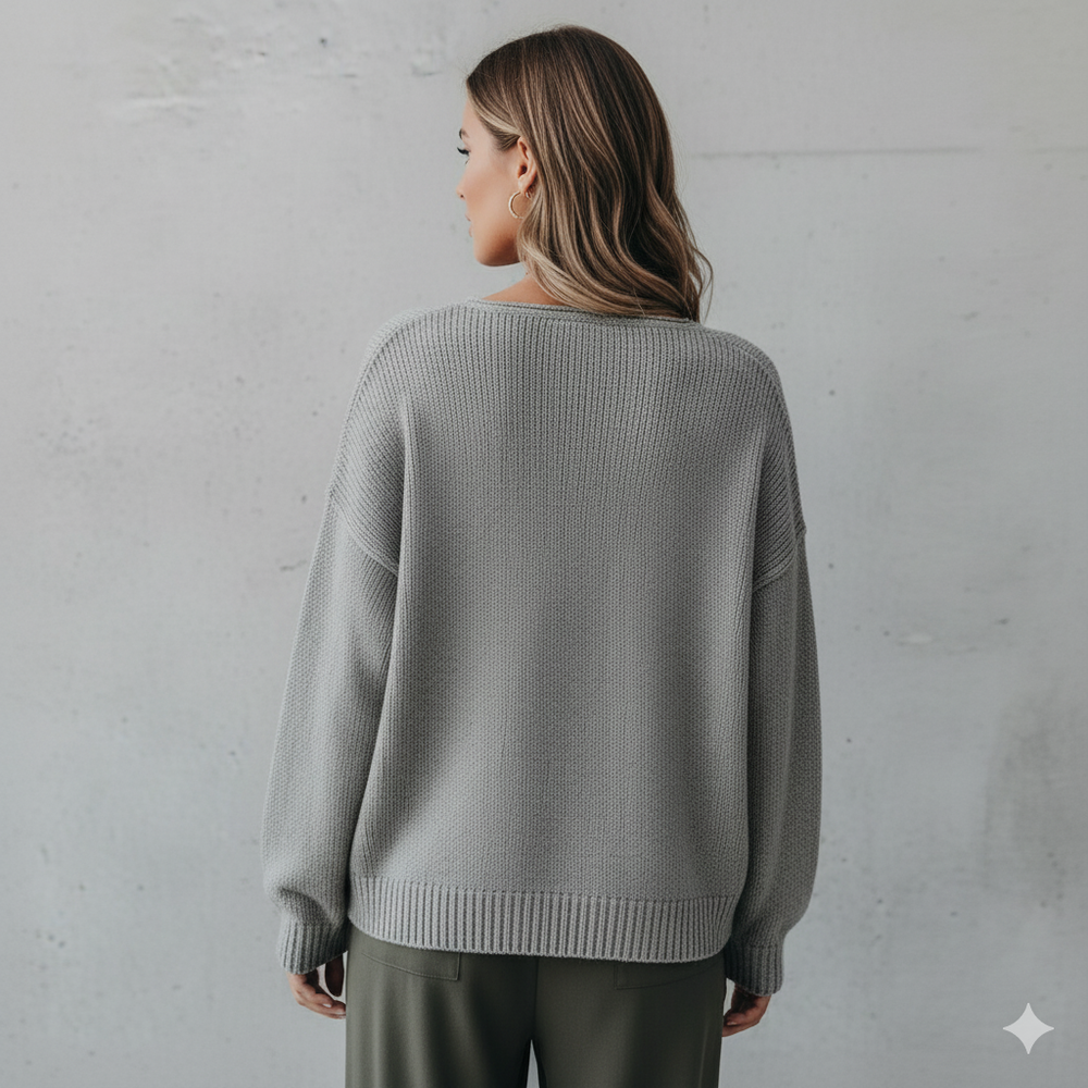 Damen Strickpullover mit V Ausschnitt | Locker & Freizeit