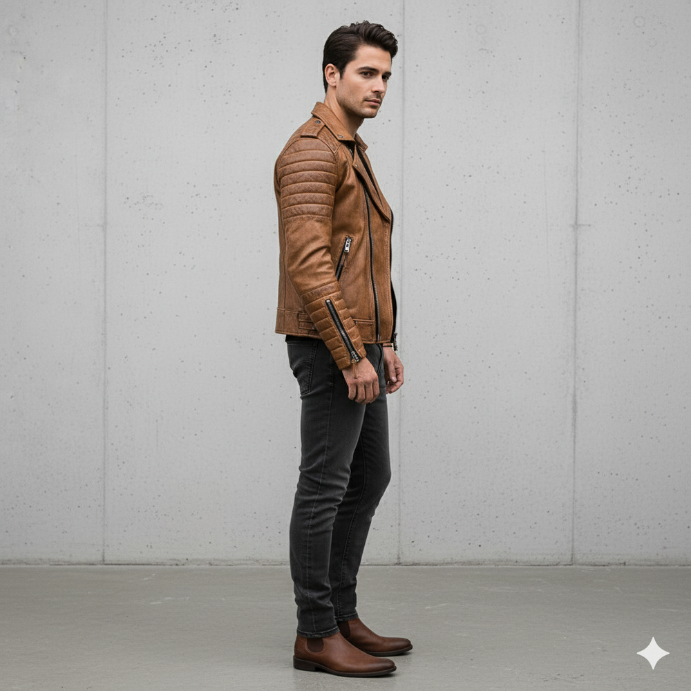 Herren Bikerjacke aus Veganleder | Modern & Casual