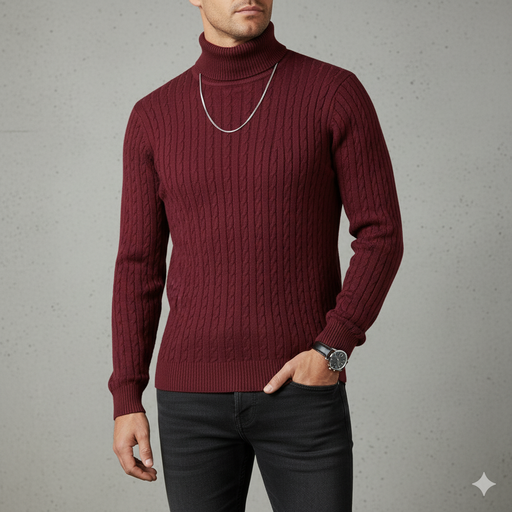 Feiner Herren Strickpullover mit Rollkragen