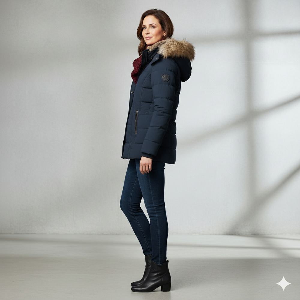 Damen Winterjacke mit Fellkapuze | Warm & Figurbetont