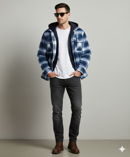 Gepolsterte Herrenjacke mit Karomuster | Warm & Casual Winter