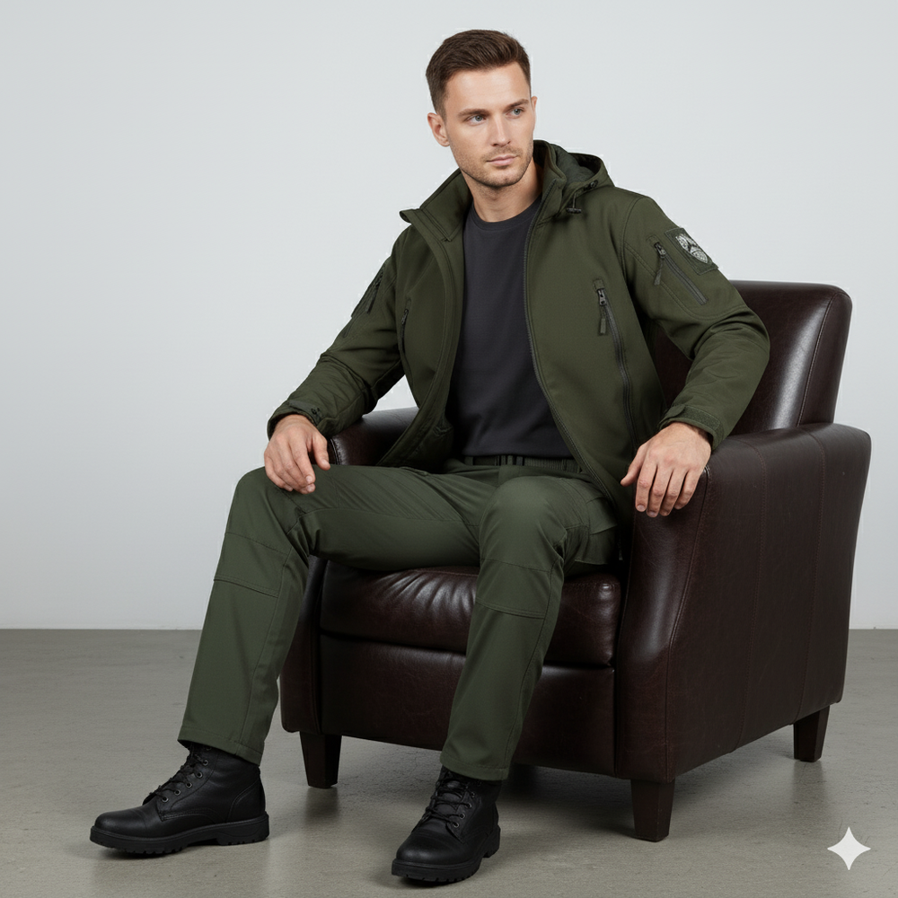 Herren Outdoor Taktikanzug mit Kapuze | Wasserabweisend & Winter