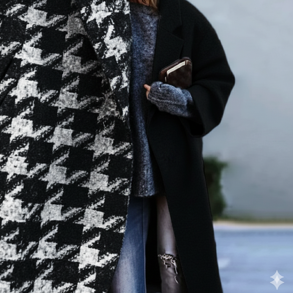 Damen Wollmantel mit Karomuster | Oversize & Warm | Winter